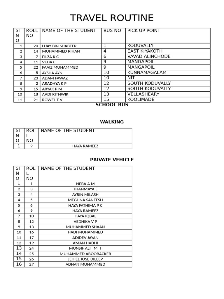 Student Travel Routines and Transport | PDF
