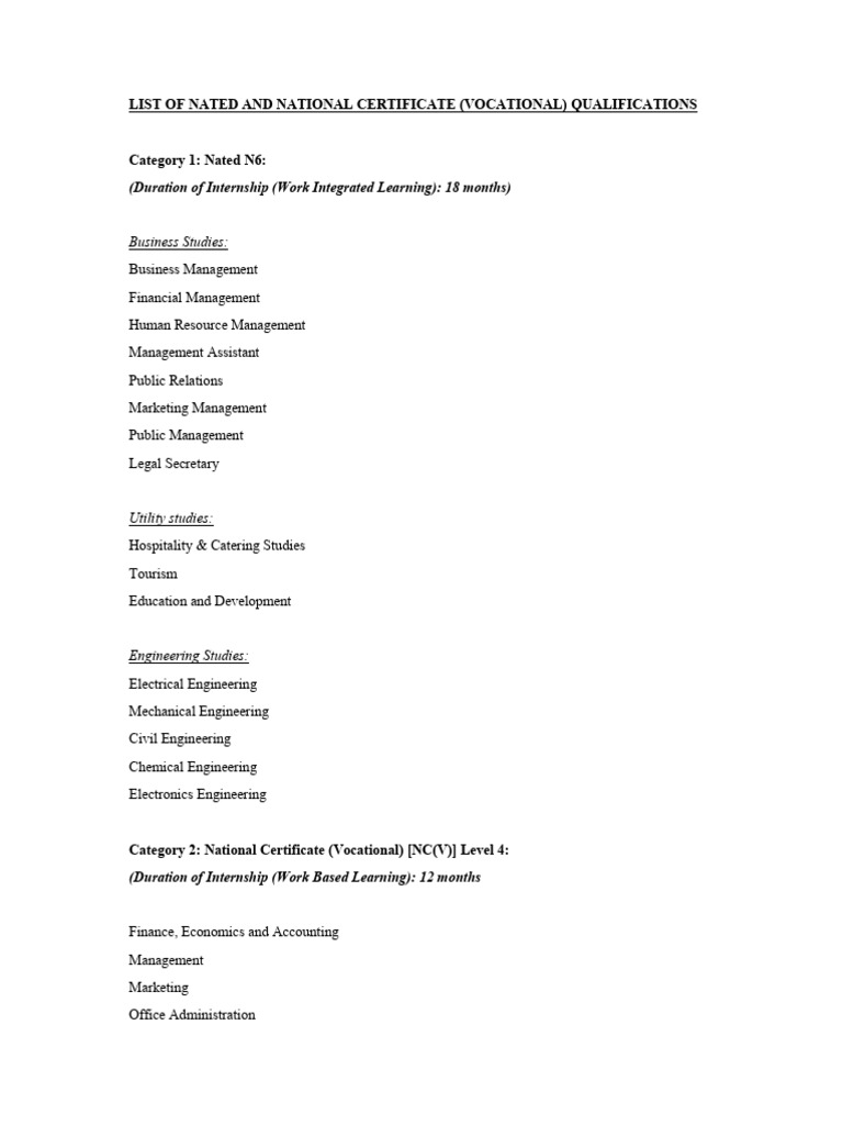 NATED and NC(V) Qualifications Overview | PDF
