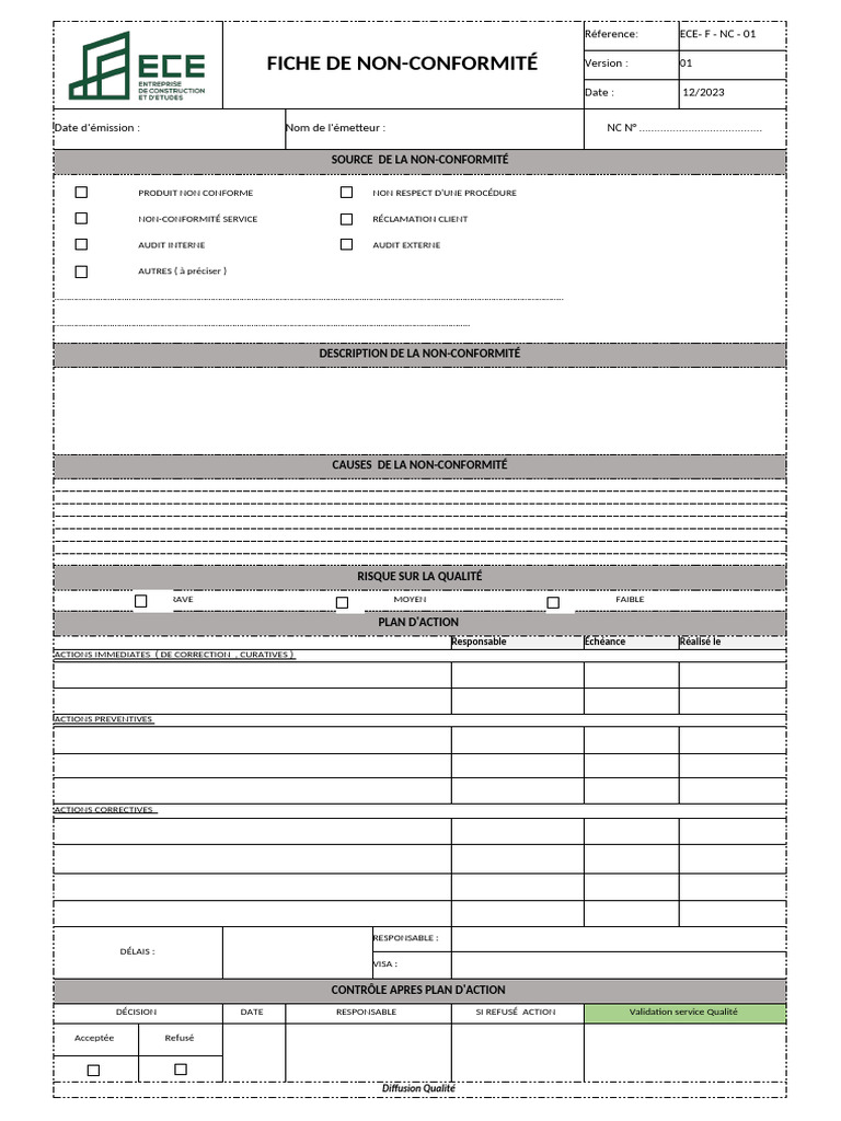 Fiche de Non-Conformité Produit | PDF