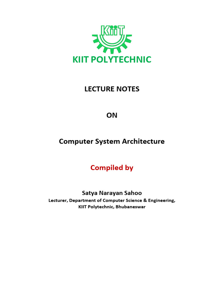 StudyMaterial CSE 3RD Computer-System-Architecture | PDF | Computer ...