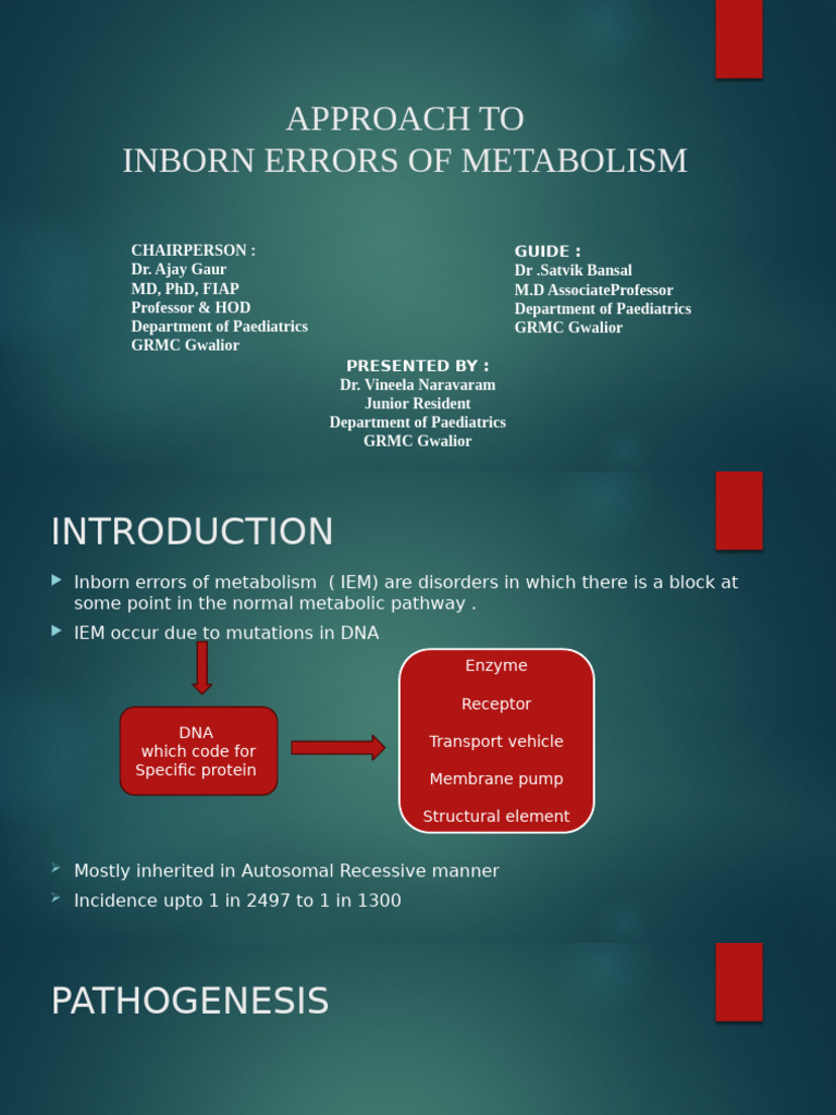 Approach to Inborn Errors of Metabolism | PDF | Metabolism | Hypoglycemia