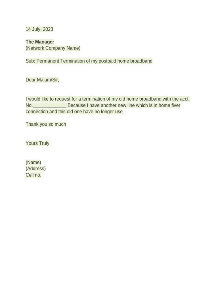 Request For A Termination | PDF