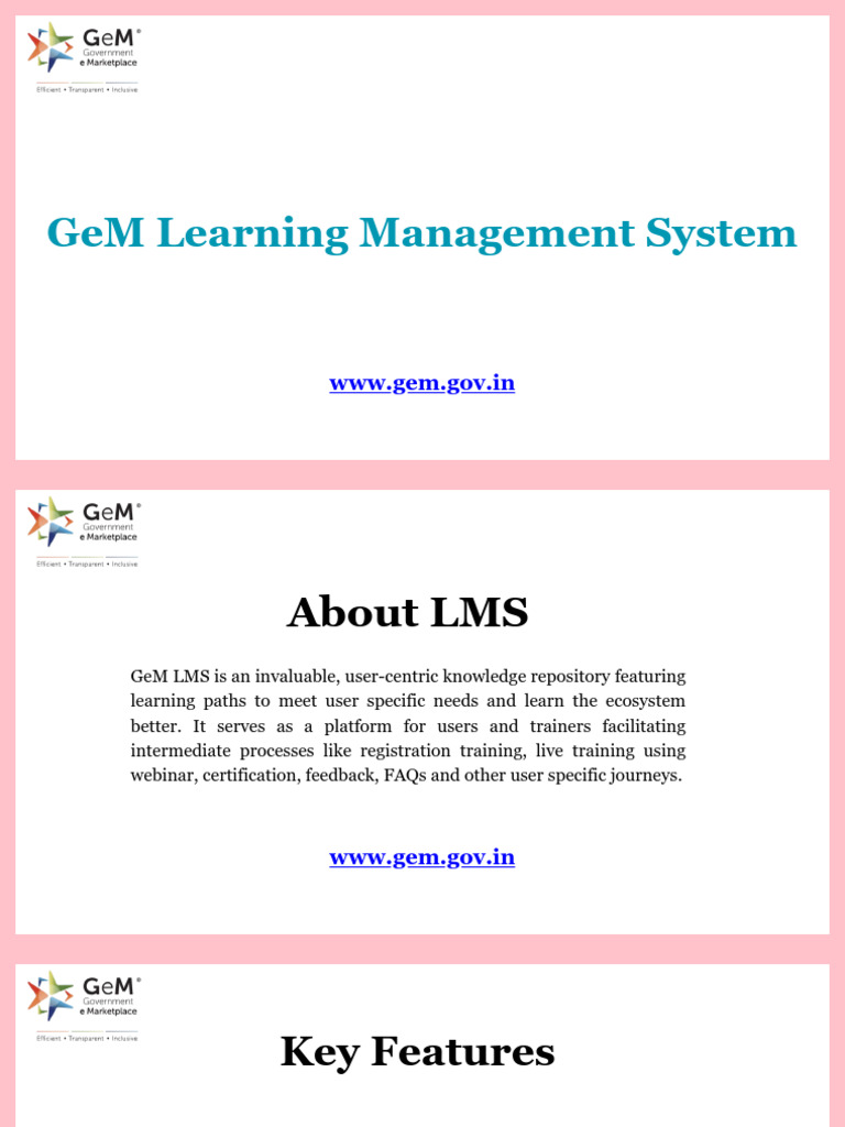 GeM Learning Management System Overview | PDF