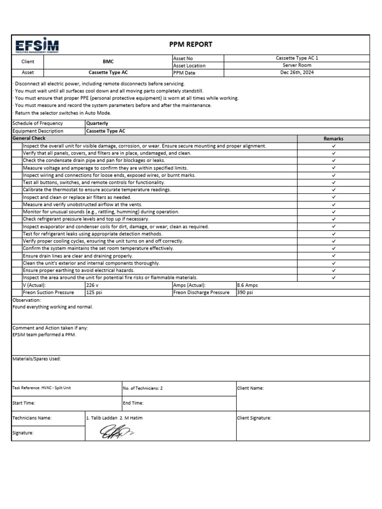 Quarterly PPM Report for AC Unit | PDF | Manufactured Goods | Electricity