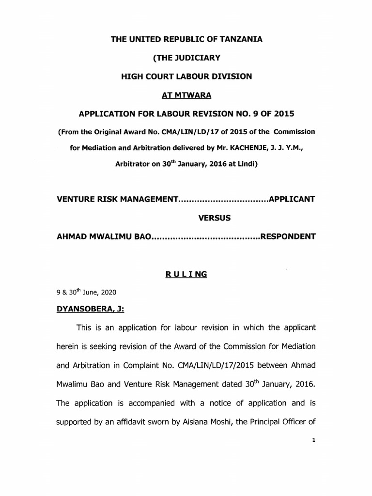 VENTURE RISK MANAGEMENT Vs AHMED MWALIMU BAO | PDF | Justice | Crime ...