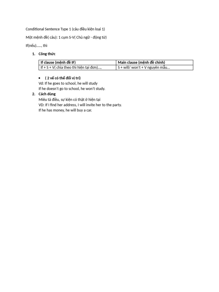 Conditional Sentence Type 1 BK | PDF