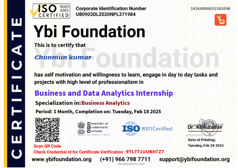 Business+and+Data+Analytics+Internship+(1+Month) | PDF
