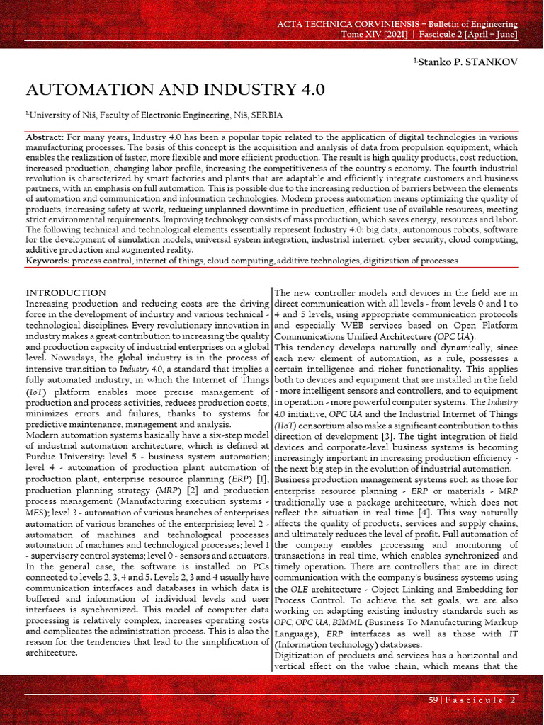 Automation and Industry 4.0 | PDF | Internet Of Things | Automation