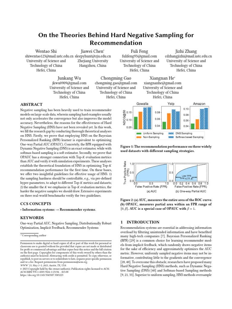 Theories of Hard Negative Sampling in Recommendations | PDF