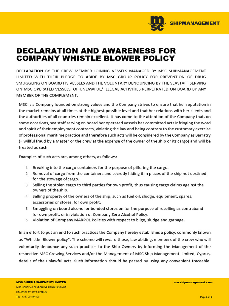 Whistle Blower Policy | PDF | Smuggling | Crimes