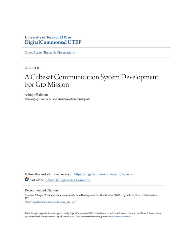 A Cubesat Communication System Development For Gto Mission | PDF ...