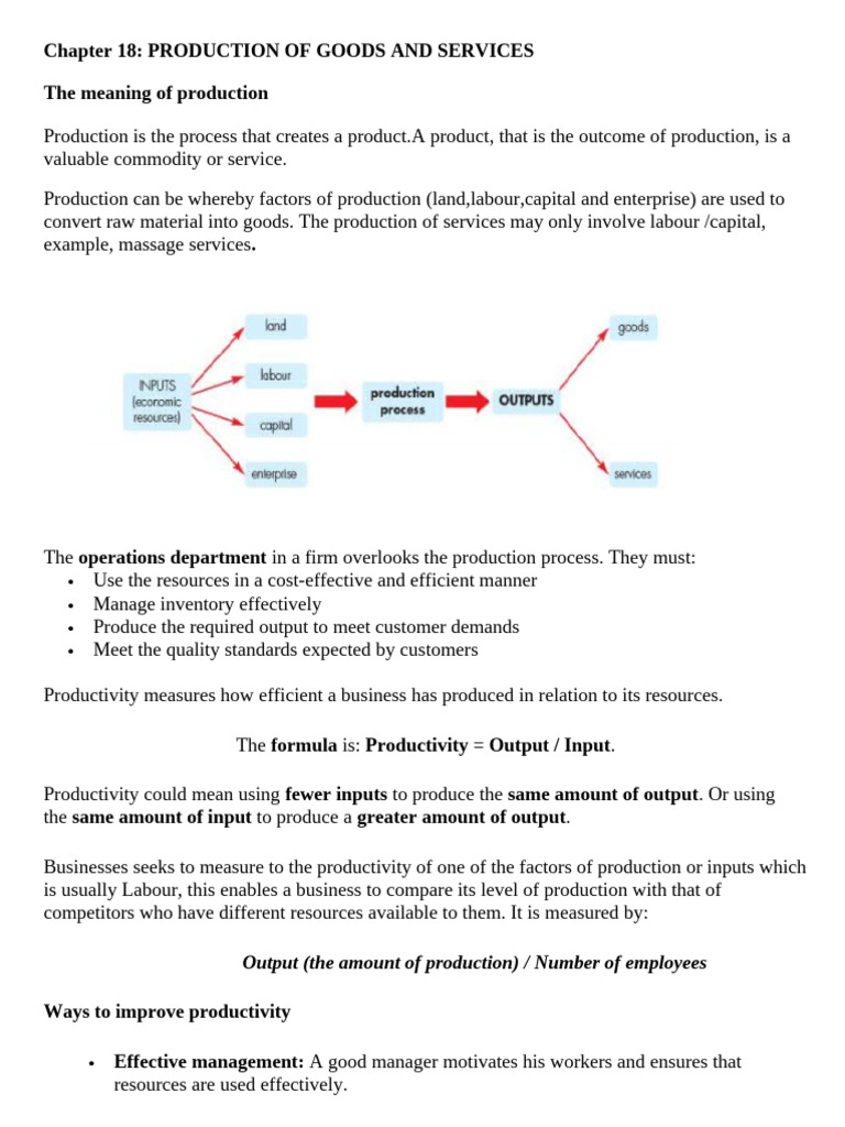 Goods and Services Production Overview | PDF | Lean Manufacturing ...