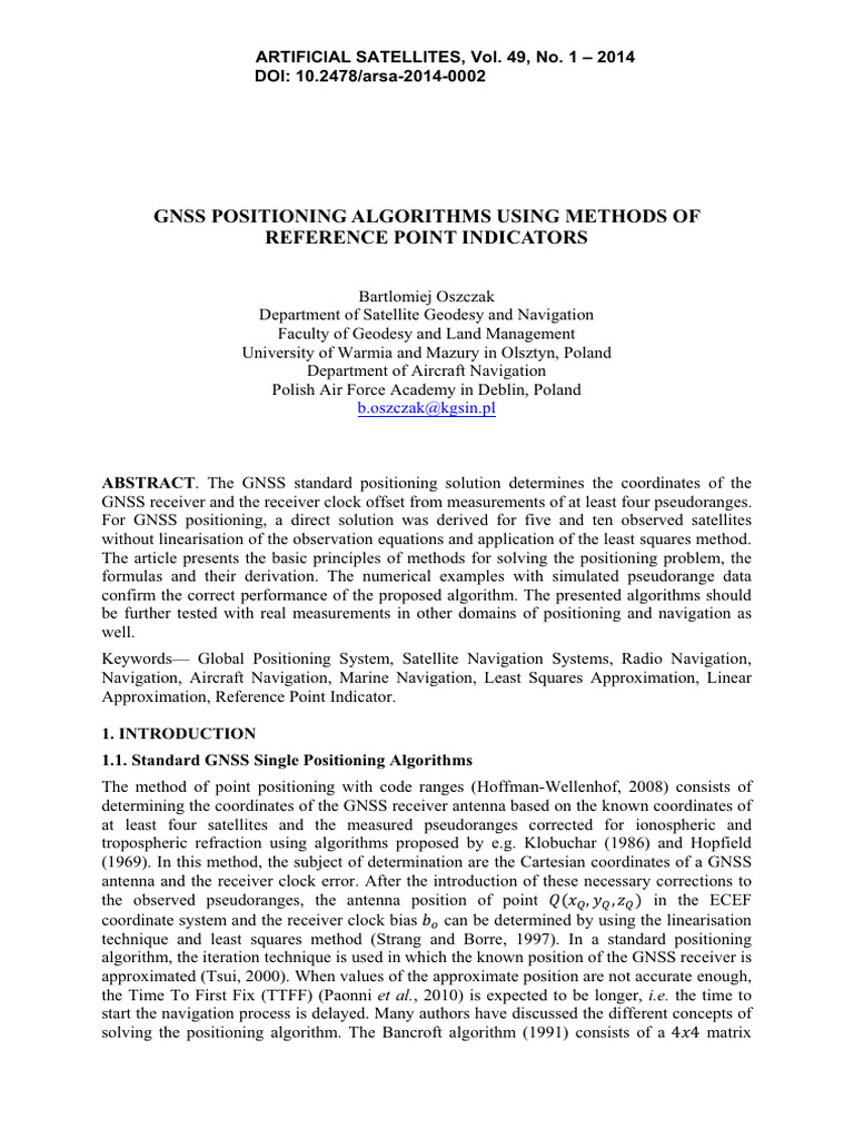 GNSS Positioning Algorithms Explained | PDF | Global Positioning System ...