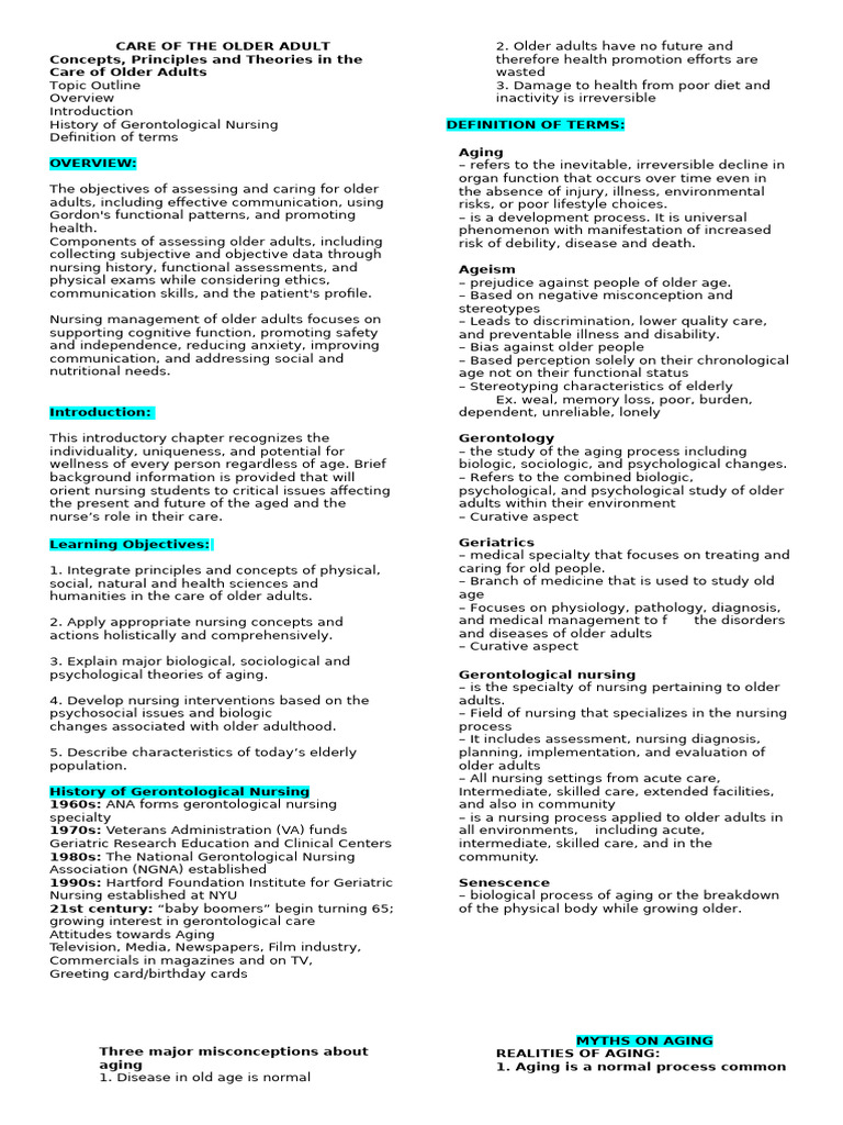 Care of The Older Adult | PDF | Ageing | Old Age