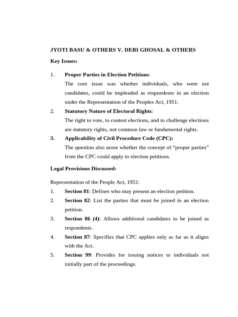 Election Petition: Basu vs Ghosal Ruling | PDF