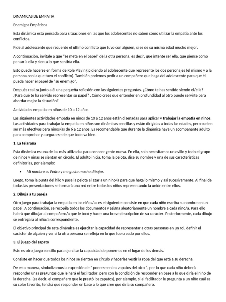 Dinámicas para Fomentar la Empatía | PDF | Las emociones | regla de oro