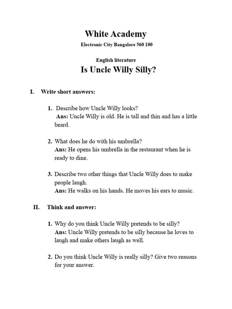 G3 Is Uncle Willy Silly | PDF