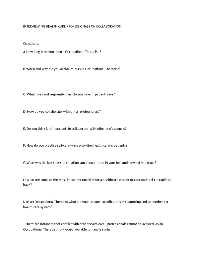 Occupational Therapists on Collaboration | PDF