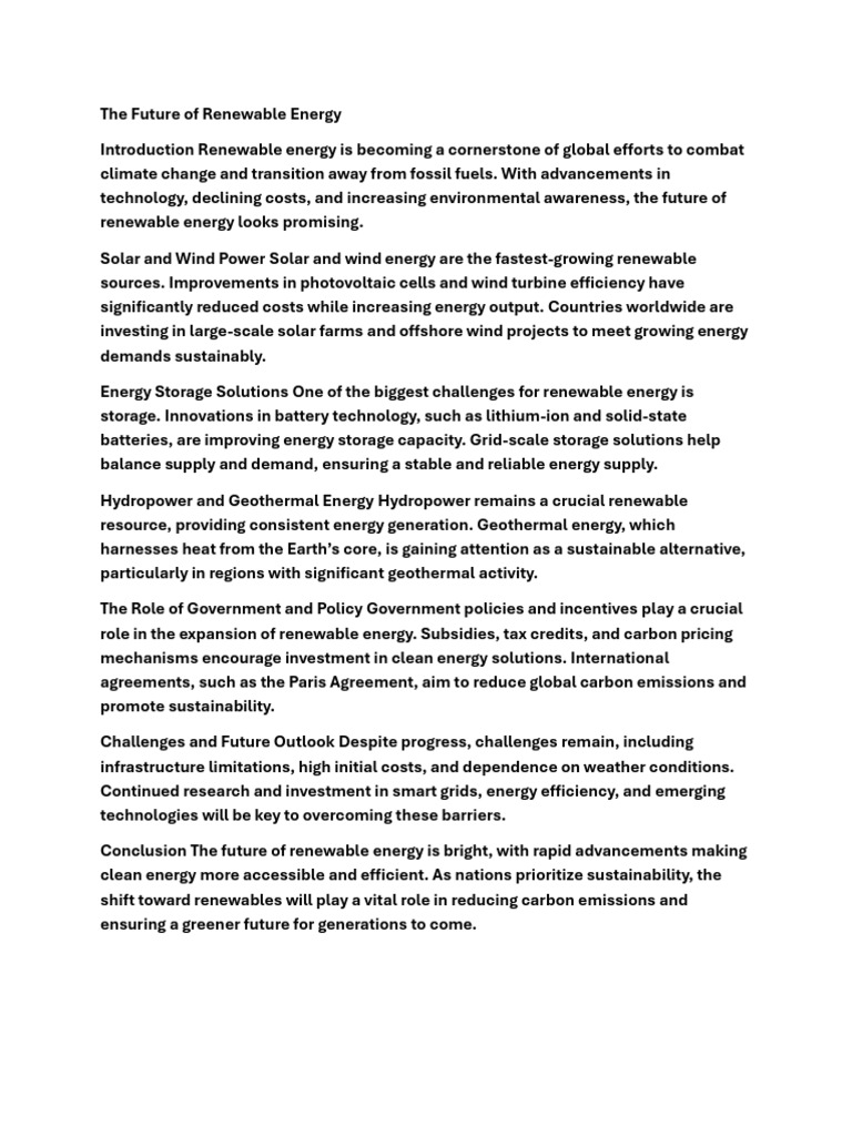Future of Renewable Energy Insights | PDF