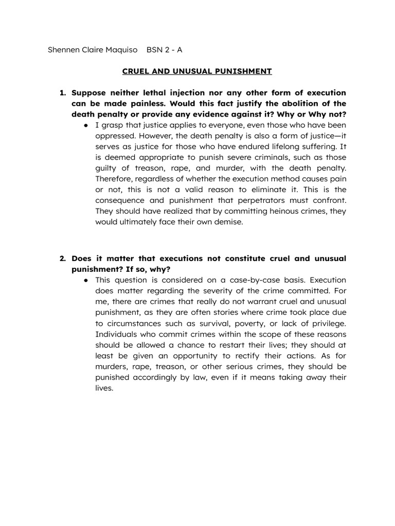 CRUEL AND UNUSUAL PUNISHMENT PDF