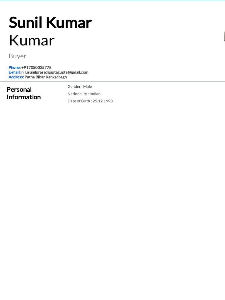 Sunil Kumar - Resume - 319 | PDF