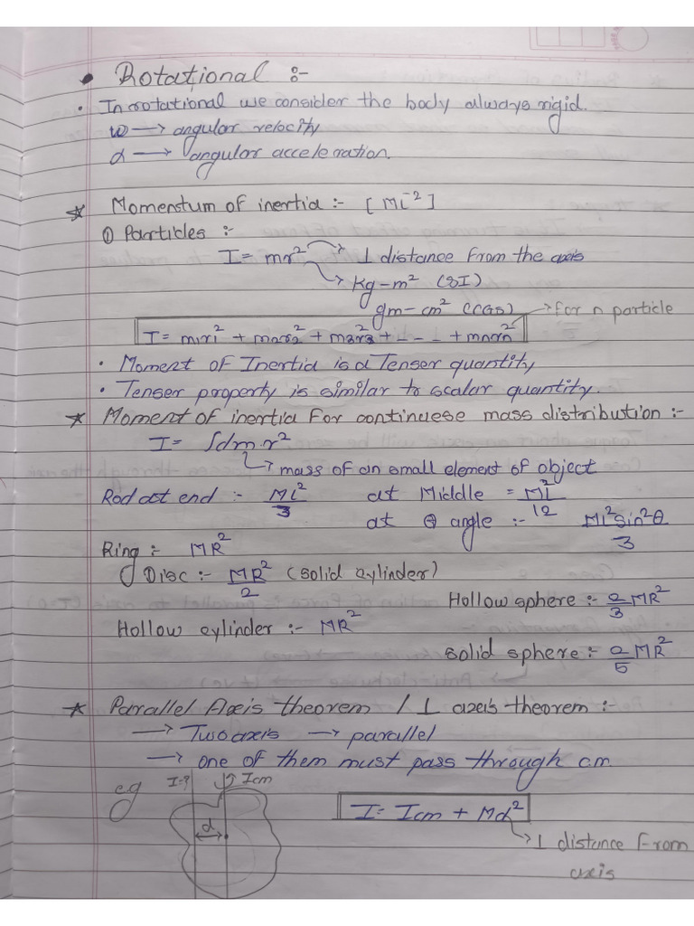 Rotational - Jee Short Notes | PDF