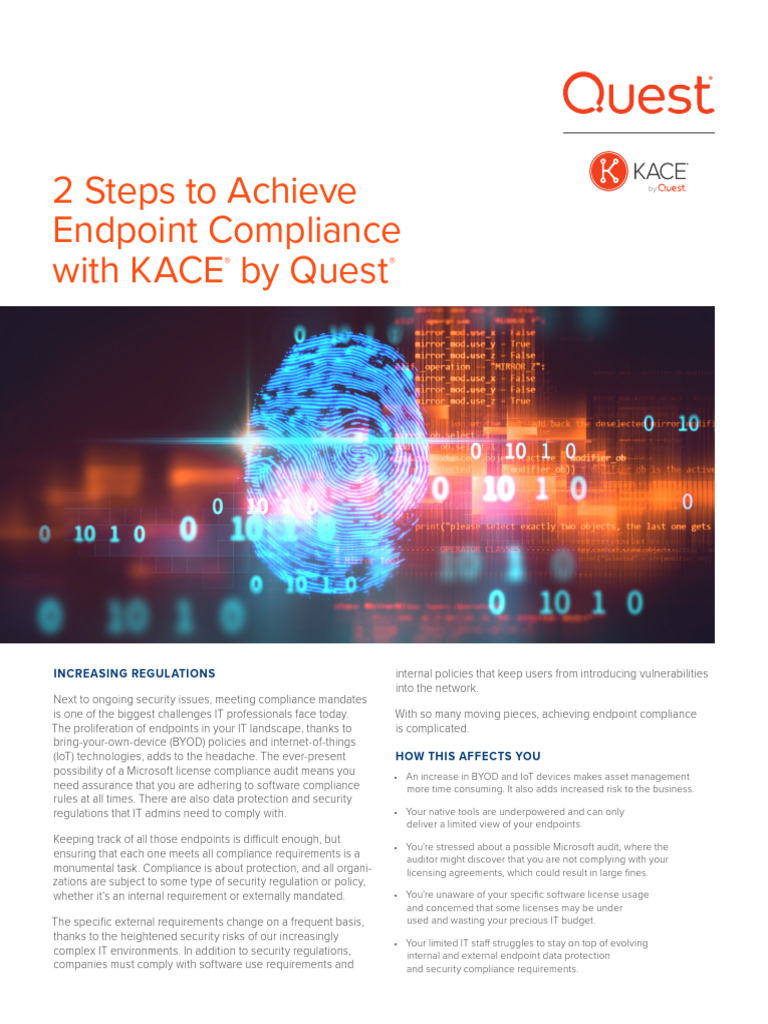 2 Steps To Achieve Endpoint Compliance With Kace White Paper 27165 ...