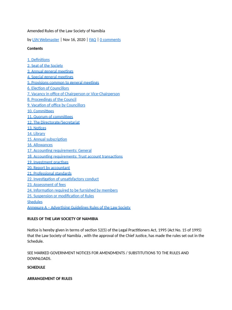Amended Rules of the Law Society | PDF | Debits And Credits | Banks