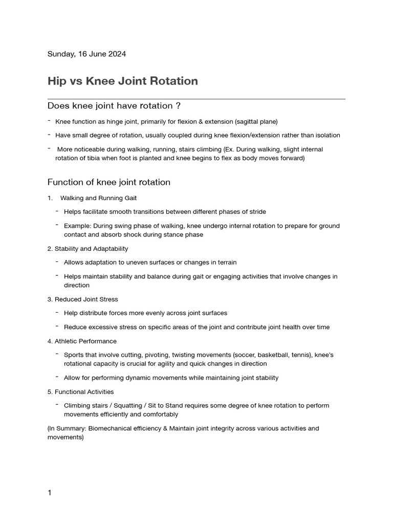 Knee Joint Rotation Mechanisms Explained | PDF | Knee | Musculoskeletal ...
