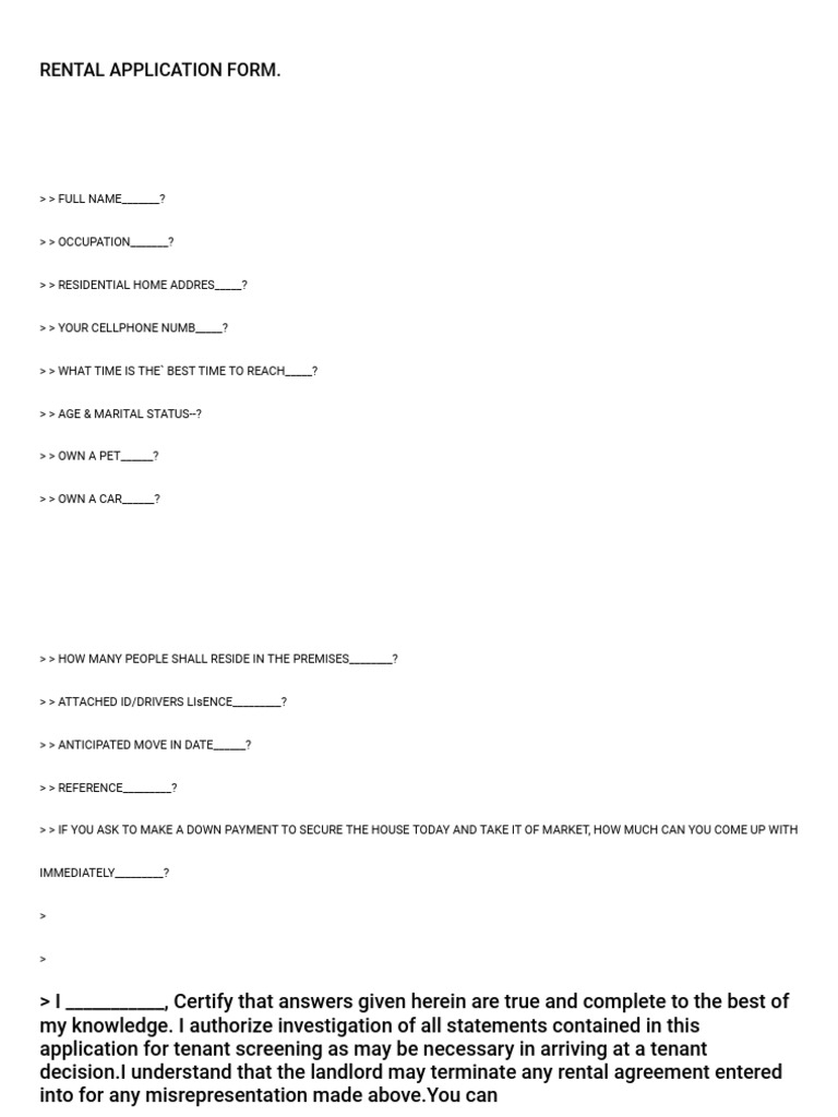 Rental Form | PDF