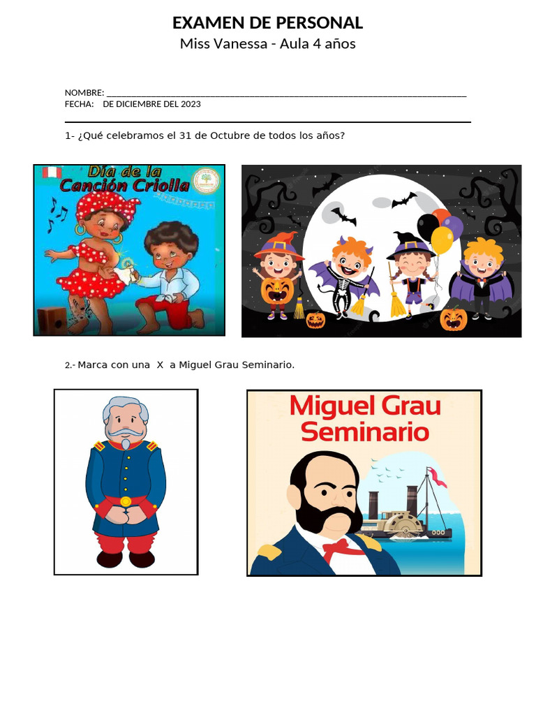 Examen de Personal Social 2° Grado PDF | PDF