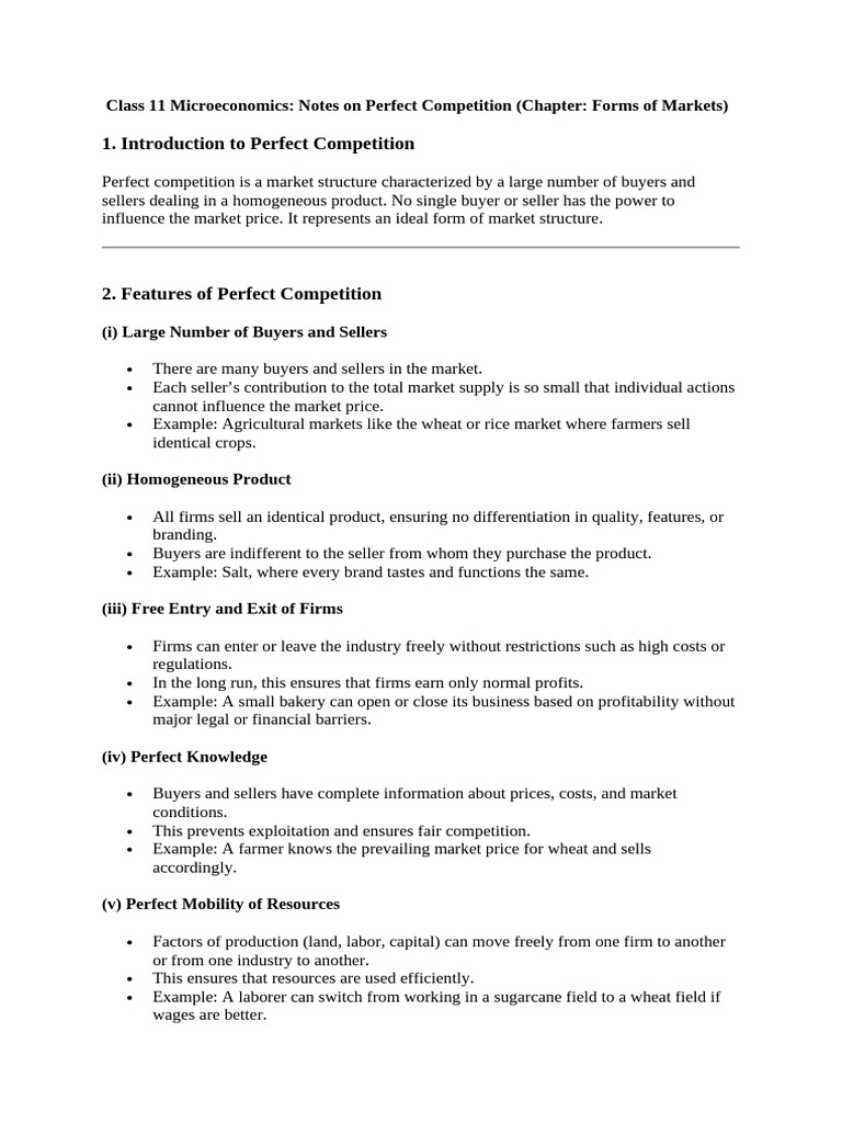 Perfect Competition in Microeconomics | PDF | Perfect Competition ...