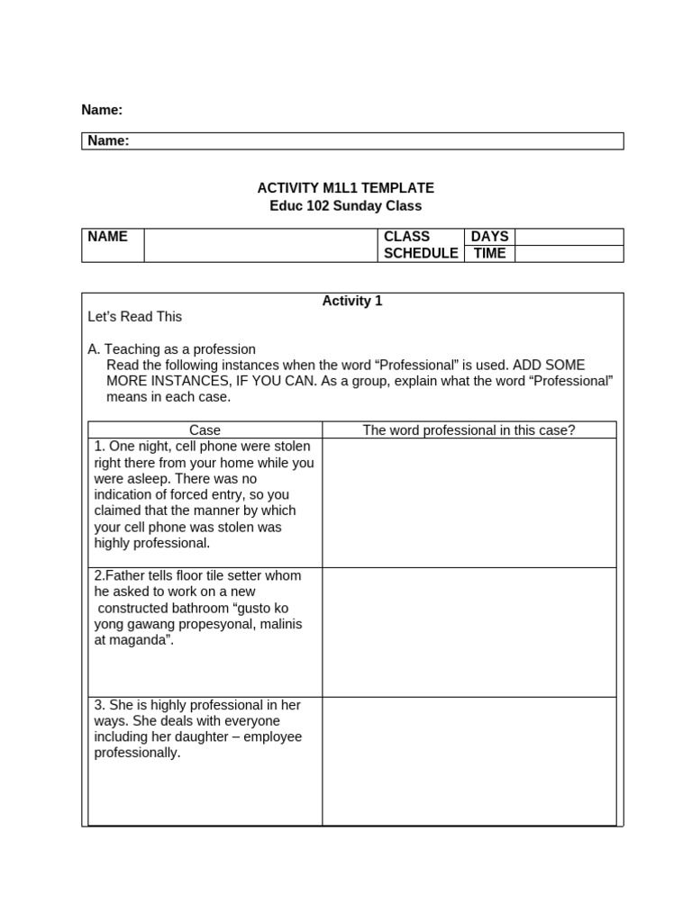 M1L1 Template 1 | PDF