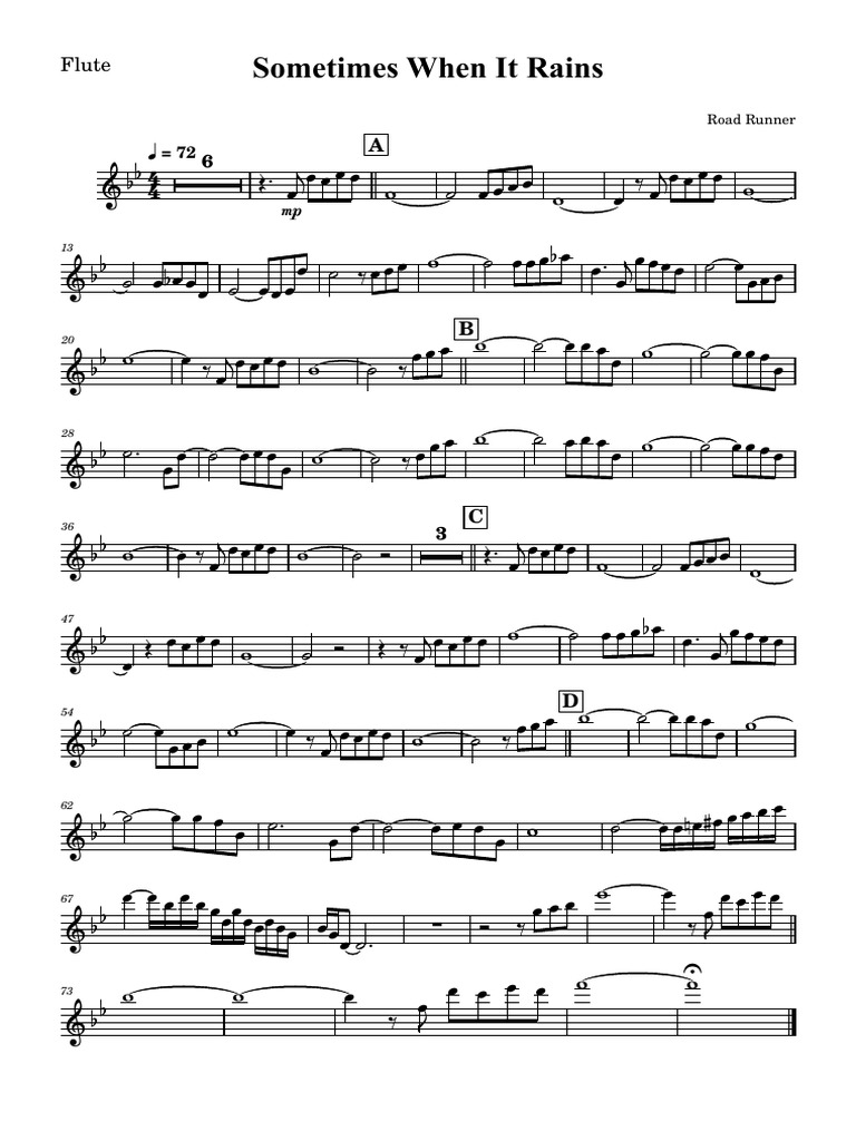 Sometimes When It Rains - Flute Sheet | PDF