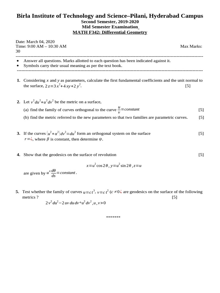 Mid Sem 2 | PDF