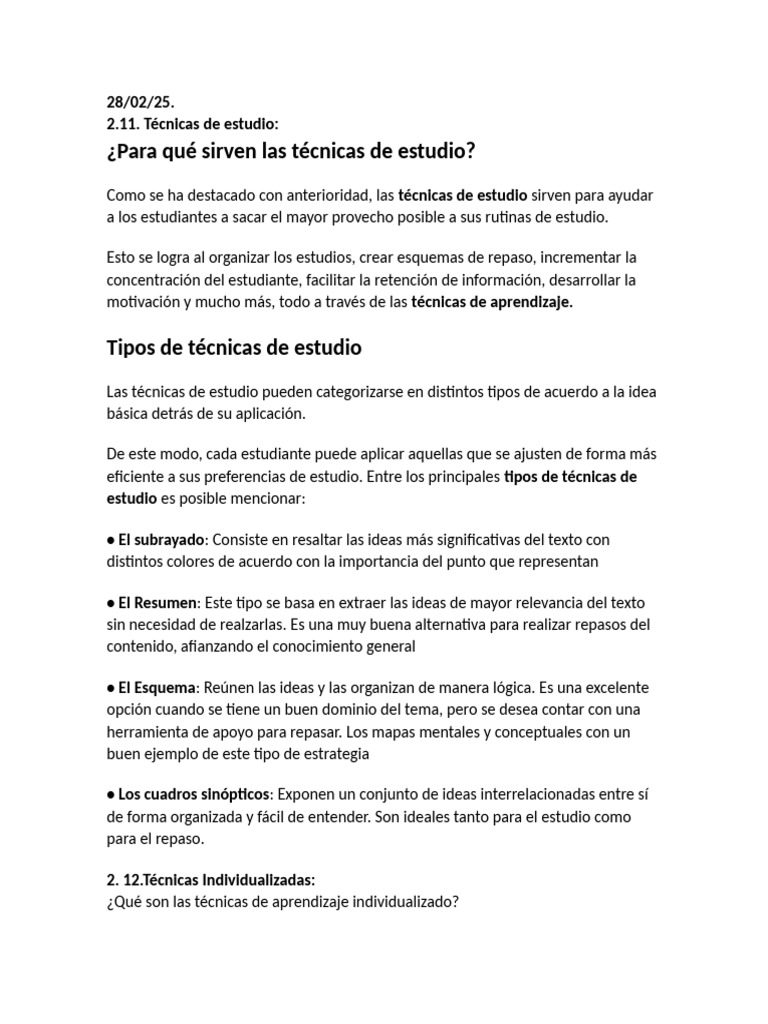Técnicas de Estudio Efectivas para Aprender | PDF | Habilidades de ...