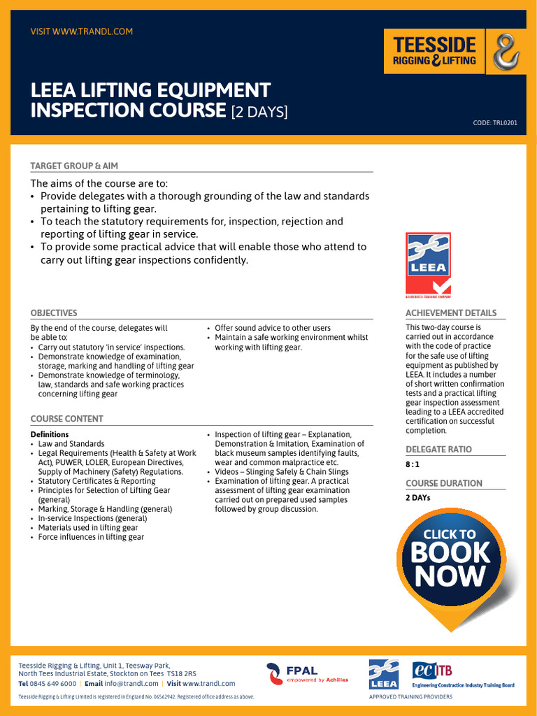 LEEA Lifting Equipment Inspection Course | PDF