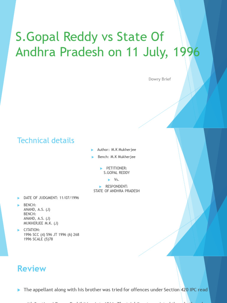 S.Gopal Reddy Dowry Case Summary | PDF | Evidence (Law) | Judgment (Law)