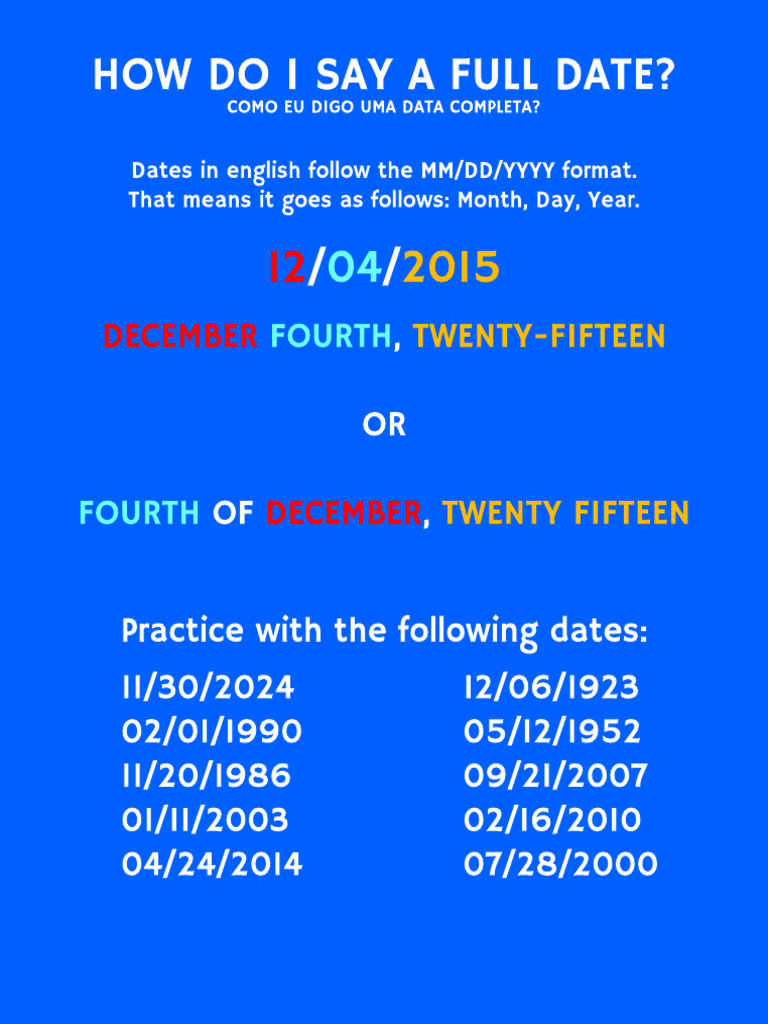 Saying Full Dates in English | PDF
