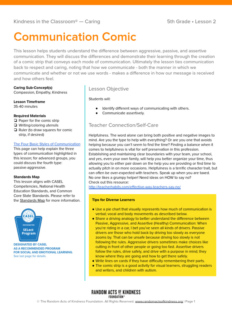 Grade_5_Caring_Lesson_2_Communication_Comic | PDF | Nonverbal ...