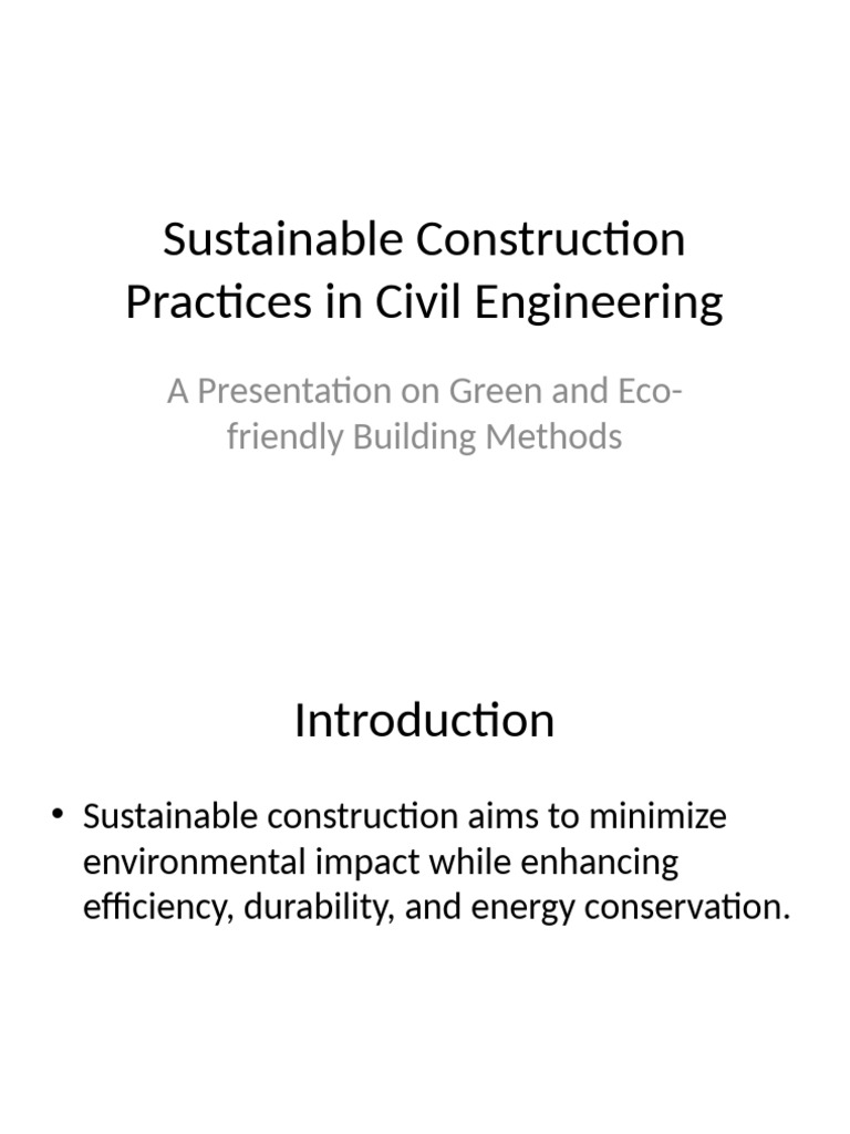 Sustainable Practices in Civil Engineering | PDF