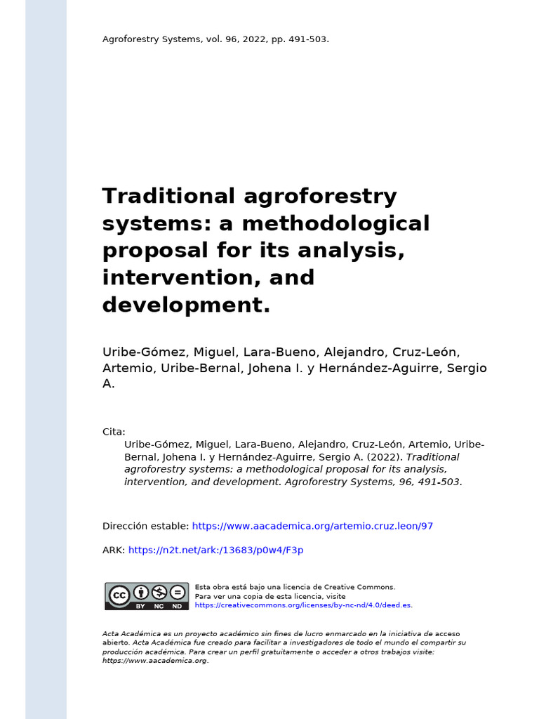 Traditional Agroforestry Systems Analysis | PDF | Agriculture | Livestock
