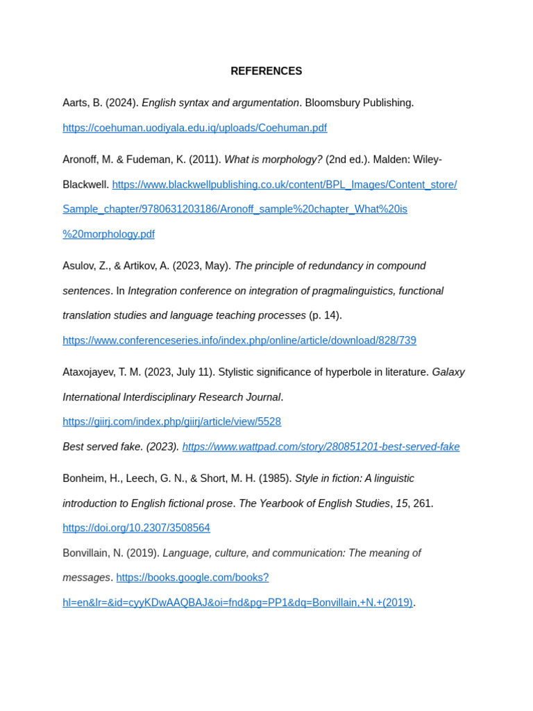 Academic References on Linguistics | PDF | Linguistics | Syntax