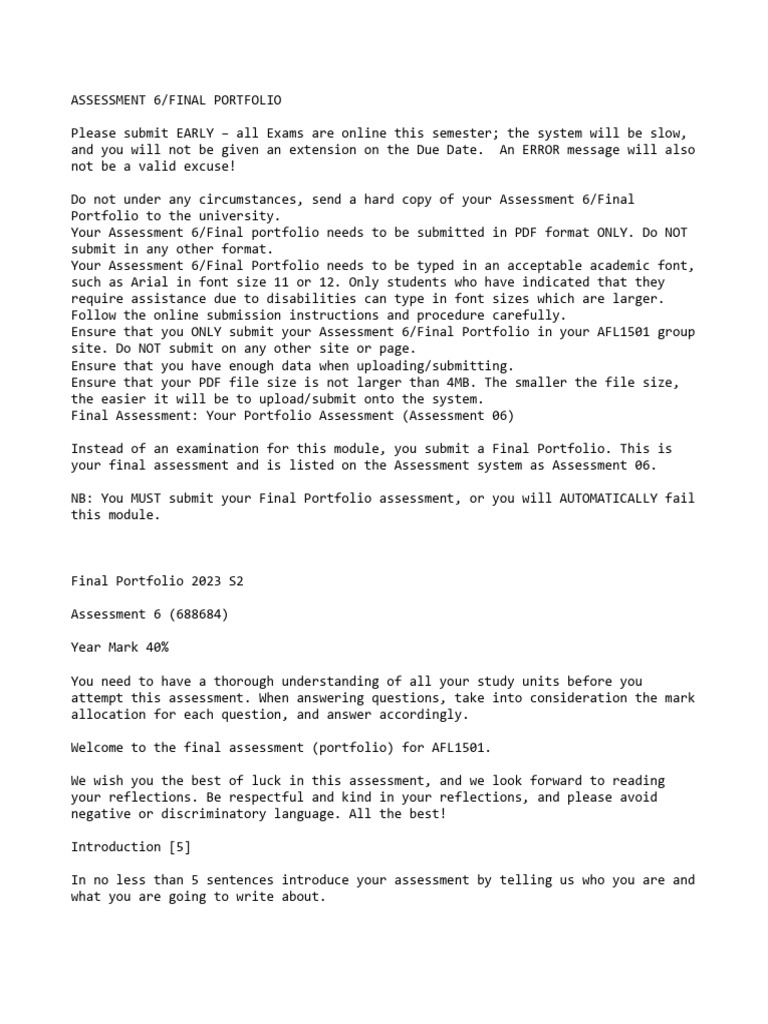 Final Portfolio Submission Guidelines | PDF | Human Communication