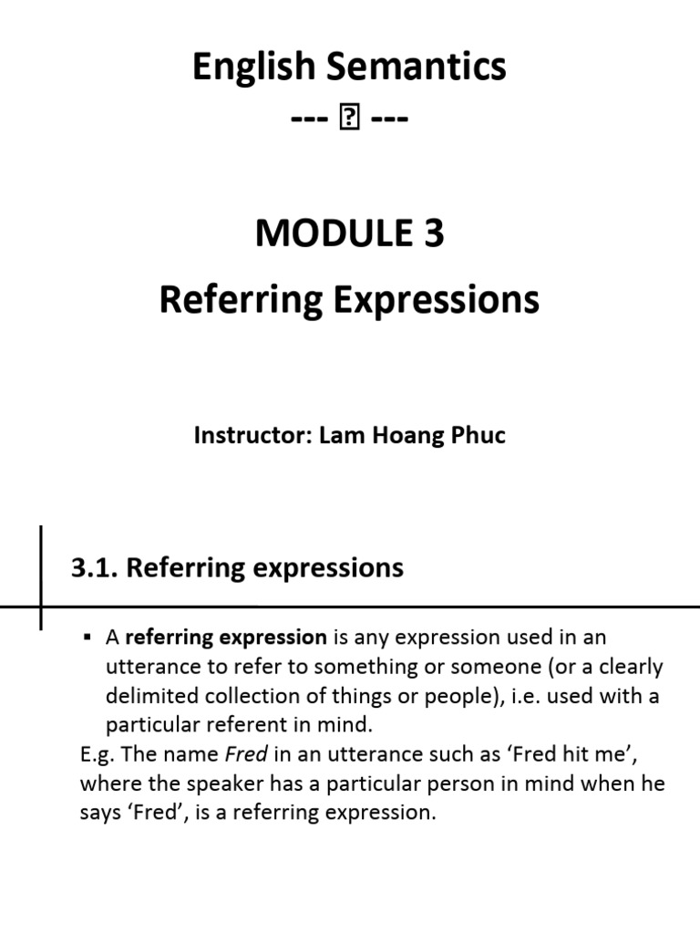 Understanding Referring Expressions | PDF | Semantics | Interpretation ...