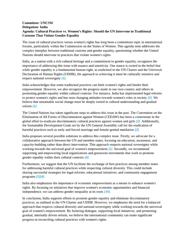 Kashish Position Paper India Both Topics | PDF | Women's Rights ...