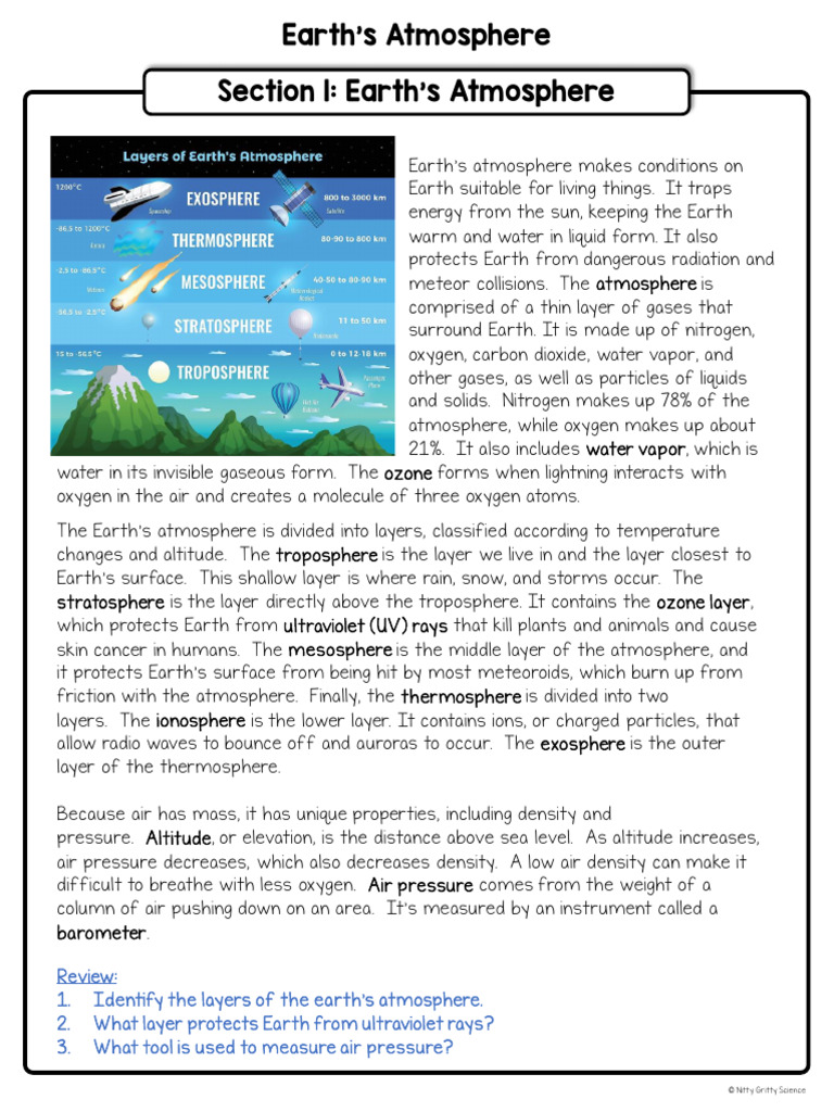 Layers of Earth's Atmosphere Explained | PDF | Atmosphere Of Earth ...