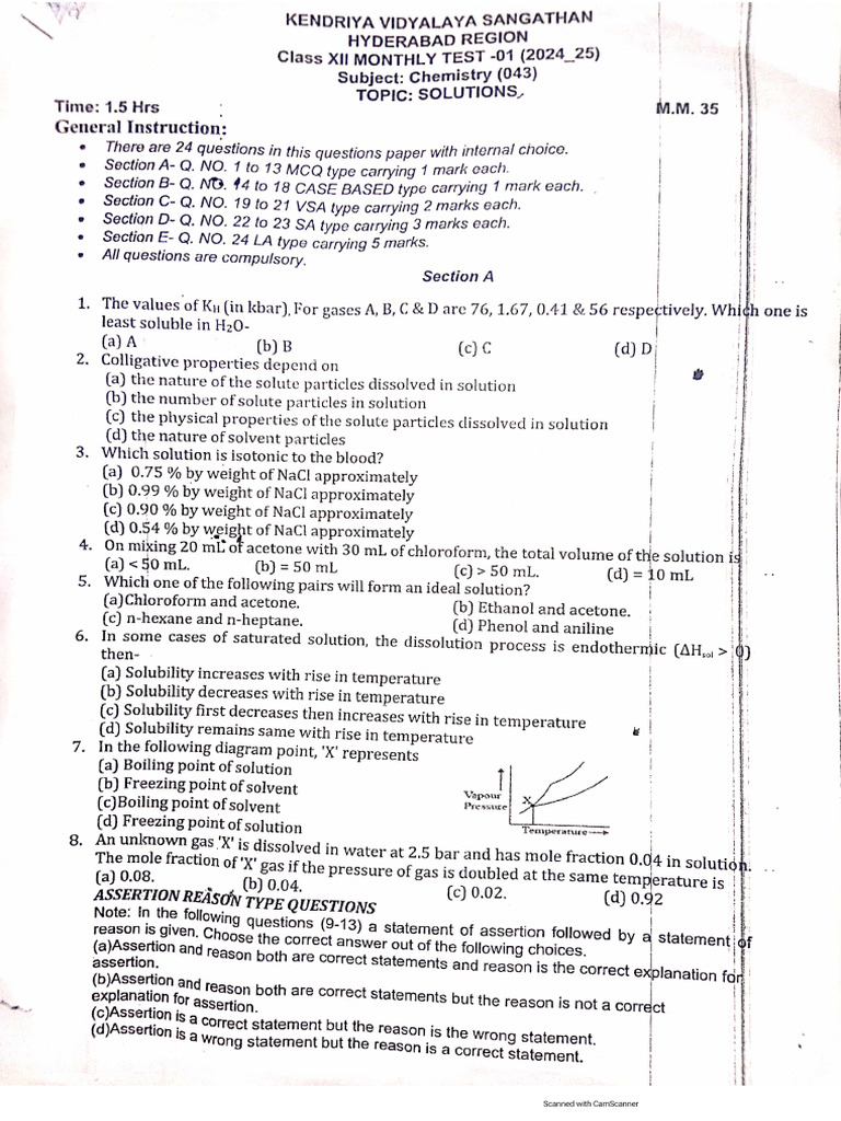Monthly Test 1 Chemistry | PDF