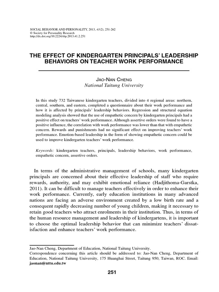 Impact of Leadership on Teacher Performance | PDF | Empathy | Leadership