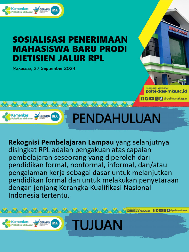 Penerimaan Mahasiswa Baru RPL Gizi | PDF
